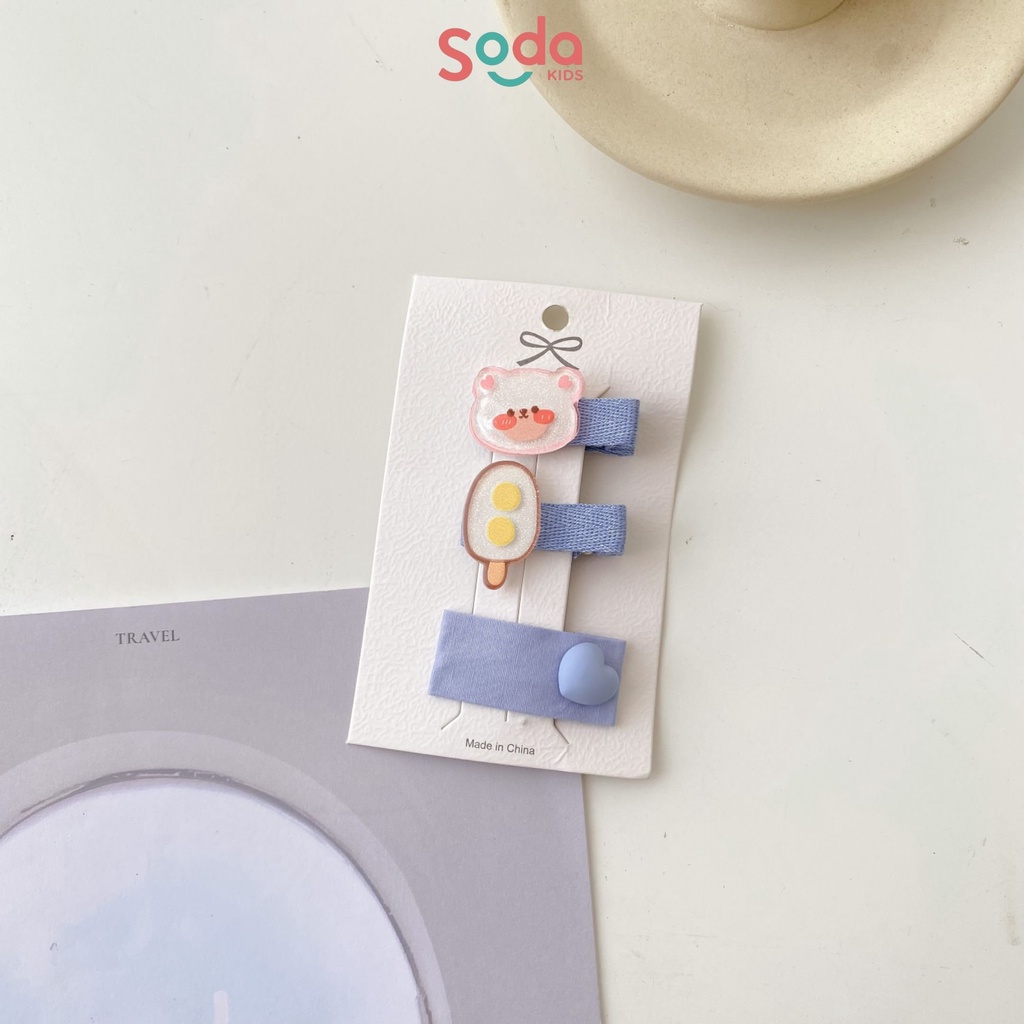 Kẹp tóc cho bé gái SODA KIDS hình thú và hoa dễ thương phong cách Hàn Quốc