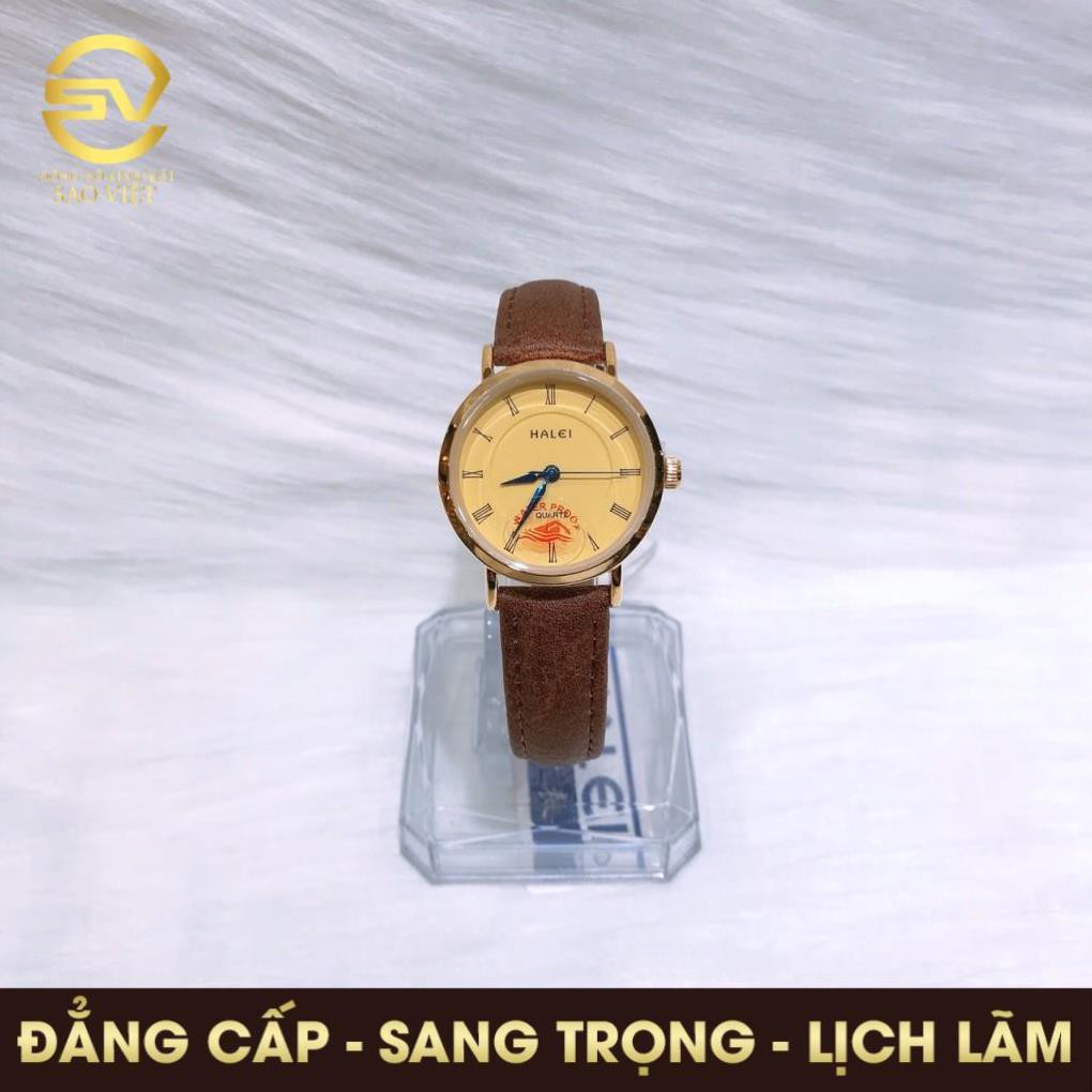 Đồng Hồ Nữ Dây Da💖FREE SHIP💖Đồng Hồ Dây Da Nữ Halei - Mặt Kính Cao Cấp Chống  Xước - Chống Nước