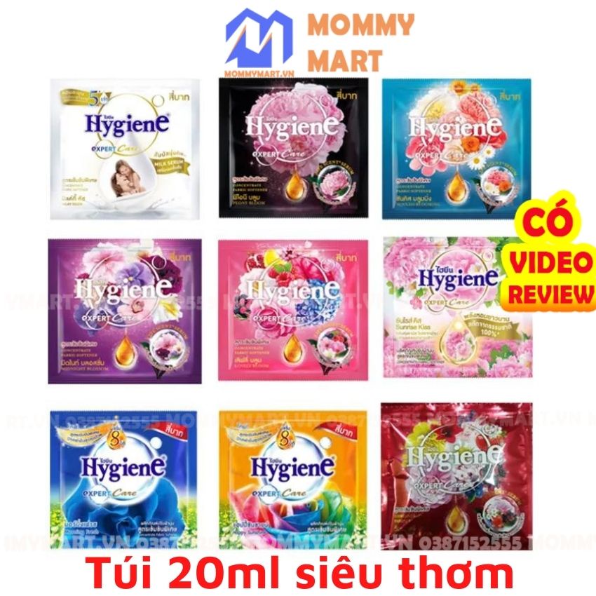 Nước Xả Vải Hygiene Thái Lan gói 20ml  Nước xả vải đậm đặc siêu thơm sử dụng tiết kiệm, an toàn cho da, Mommymart