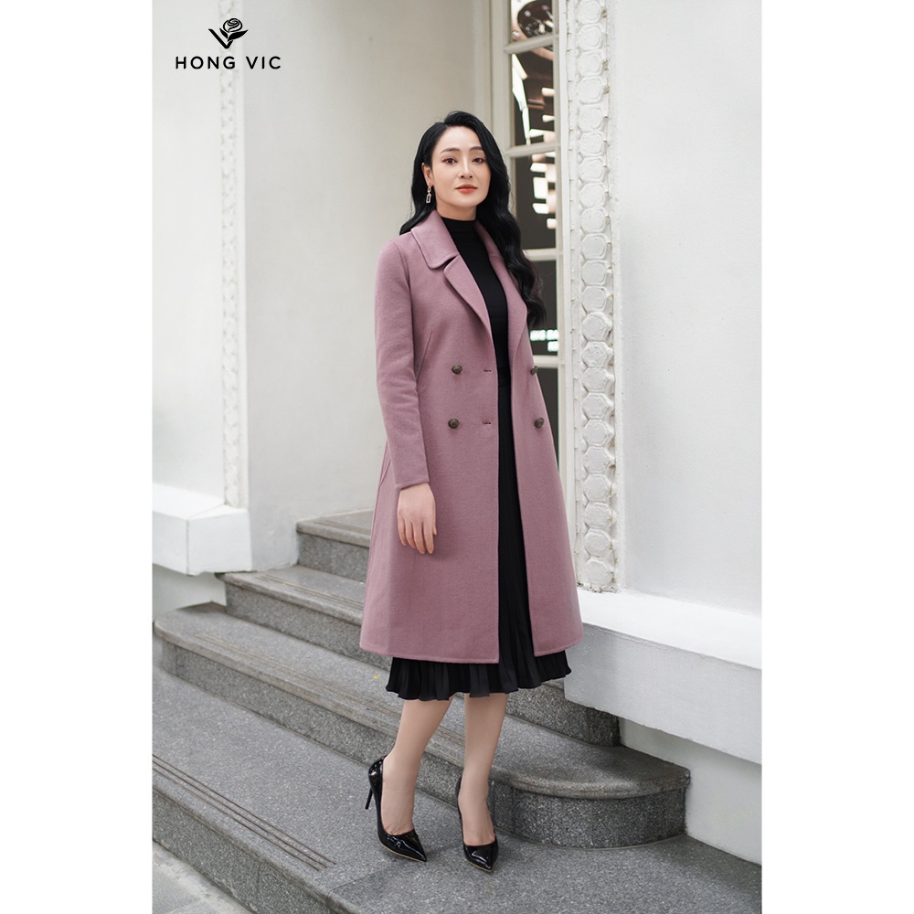 Áo mang-to nữ thiết kế Hongvic tím khâu tay MT18