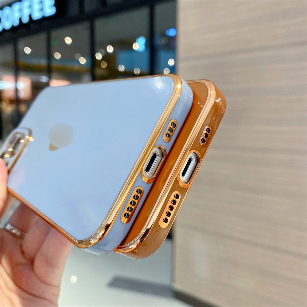Ốp Điện Thoại Mạ Vàng In LOGO Cho IPhone 13 12 11 Pro Max XS Max XR X 8 7 Plus