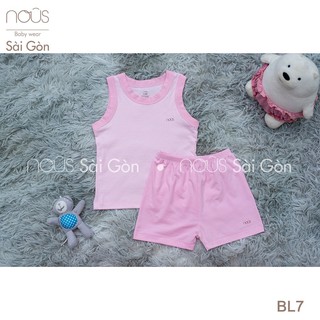 Bộ ba lỗ kẻ hồng nhạt trắng NOUS petit