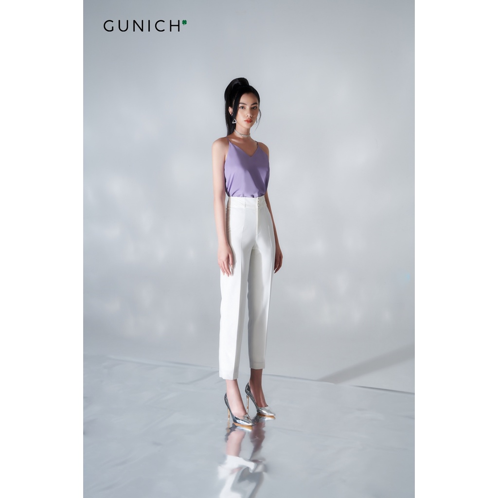 Quần Baggy ống đứng nữ dập ly, 2 khuy, vải cotton vân cao cấp GUNICH