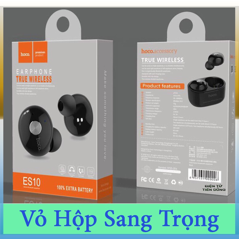 TAI NGHE Bluetooth Hoco ES10- Bluetooth v4.2- Âm Trong- Bass Chuẩn- Hàng Chính Hãng- Bảo Hành Toàn Quốc