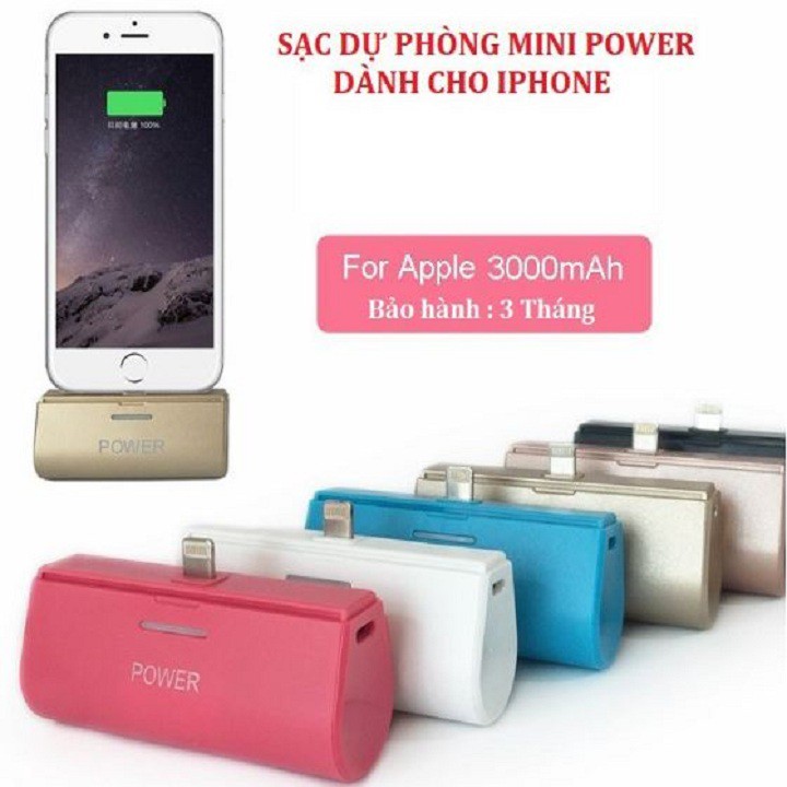 Pin Sạc Dự Phòng Power 3000mAh Dùng Cho Điện Thoại IPhone