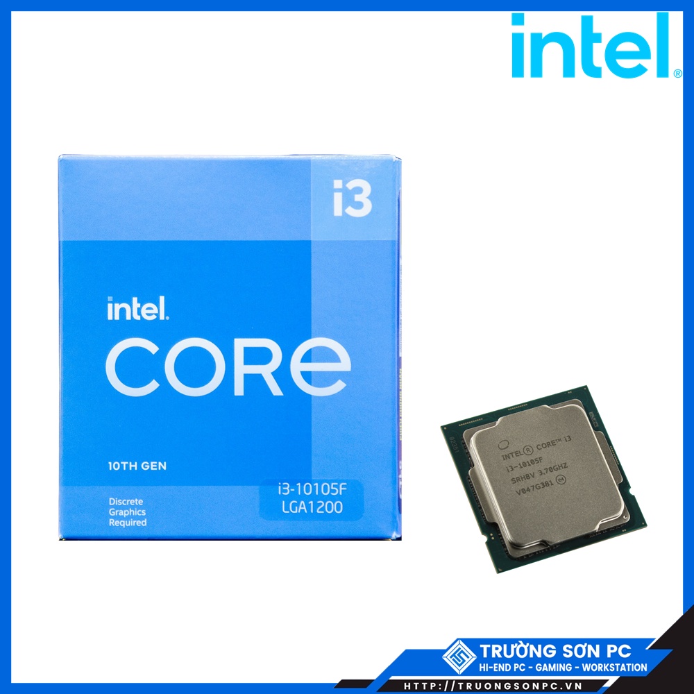 CPU Intel Core i3 10105F (3.7GHz turbo up to 4.4Ghz, 4 Cores 8 Threads, 6MB Cache, 65W) | Full Box Nhập Khẩu