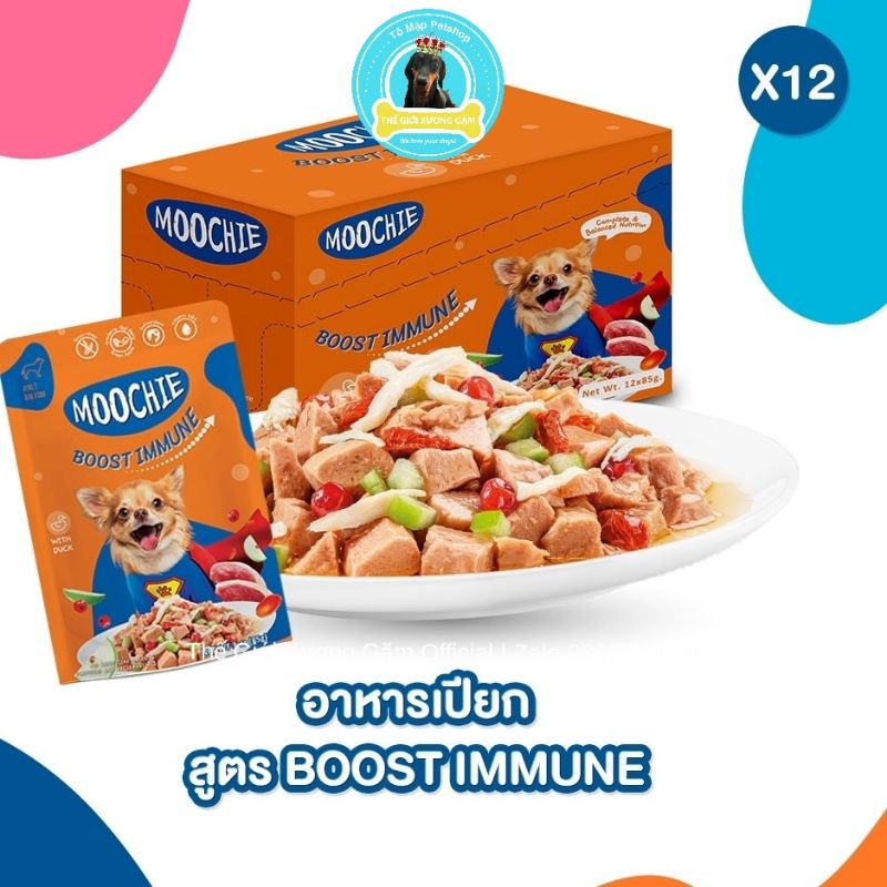 [HỘP 12] PATE MOOCHIE IMMUNE BOOST CHO CHÓ TÚI 85G*12
