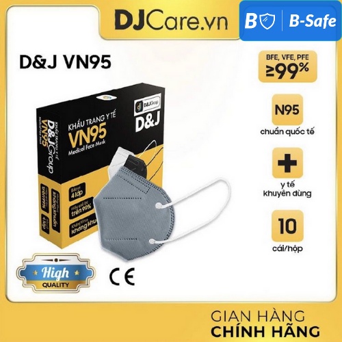 Khẩu trang N95 VN95 D&J đen/trắng  - HÀNG CAO CẤP FAMAPRO - BẢO VỆ HÔ HẤP - DJ - D&J CARE - Bsafe