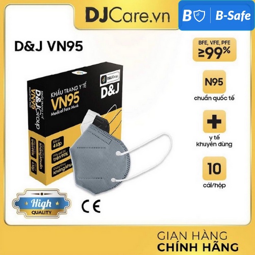 Khẩu trang N95 VN95 D&J đen/trắng (10 cái/ hộp) - HÀNG CAO CẤP FAMAPRO - BẢO VỆ HÔ HẤP - DJ - D&J CARE - Bsafe