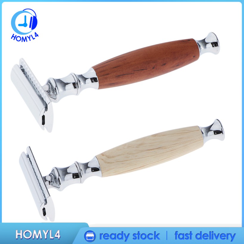 (Hàng Mới Về) Dao Cạo Râu Hai Mặt Tay Cầm Bằng Gỗ Cổ Điển | BigBuy360 - bigbuy360.vn