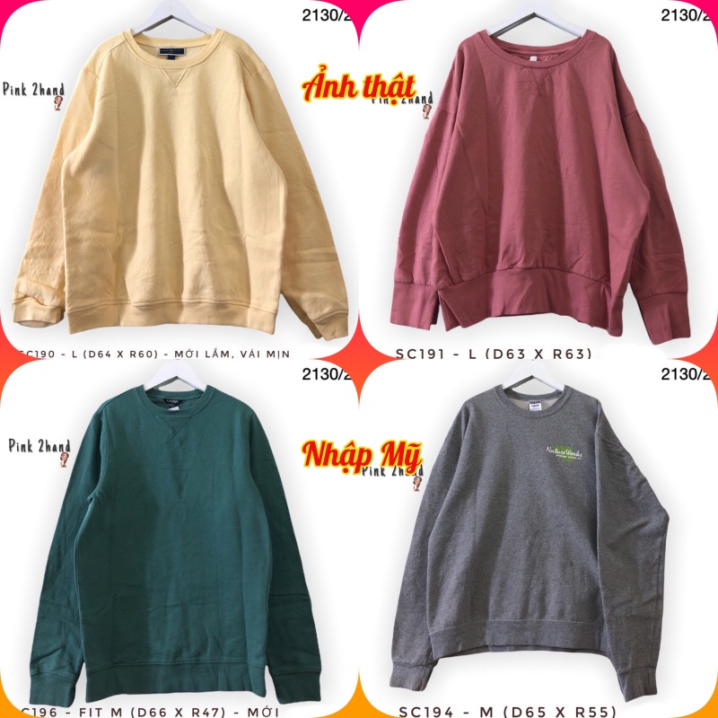 Áo Sweater nữ, nam 2hand, chất dày, size XL/XXL - 0712-2