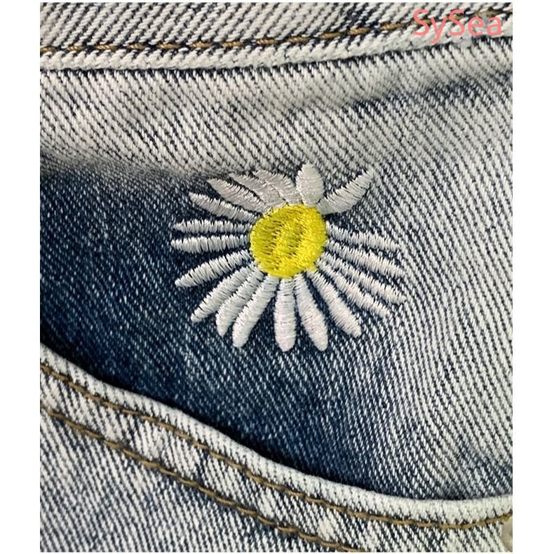 Quần Short Jeans Lưng Cao Thêu Hoa Phong Cách Hàn Quốc Thời Trang Cho Nữ
