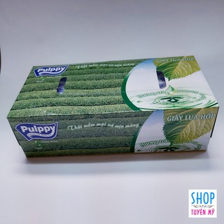 Khăn giấy lụa - Khăn giấy hộp Pulppy - hương trà xanh