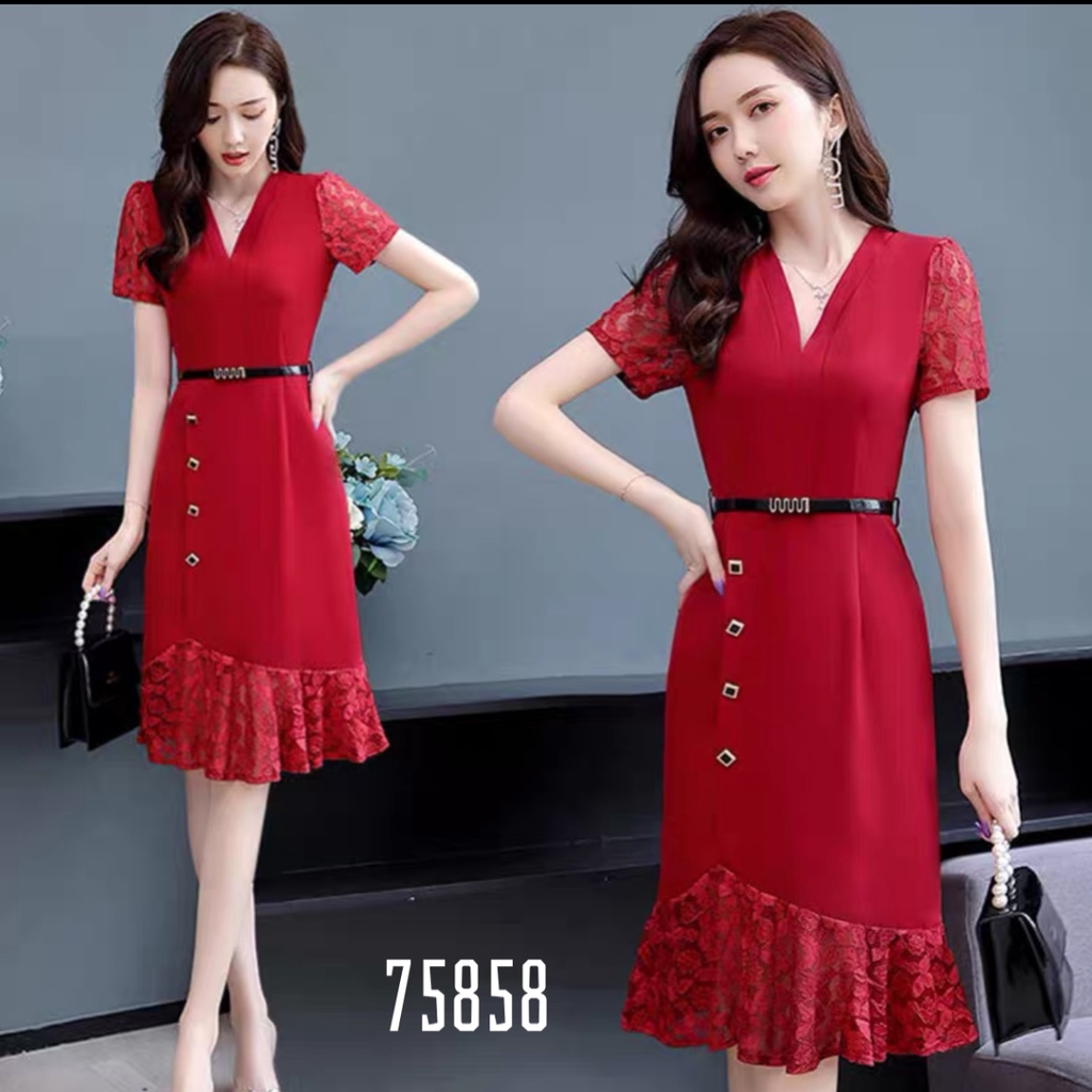 ĐẦM THUN NHẬP PHỐI REN TẶNG KÈM THẮT LƯNG CAO CẤP 75858 | BigBuy360 - bigbuy360.vn