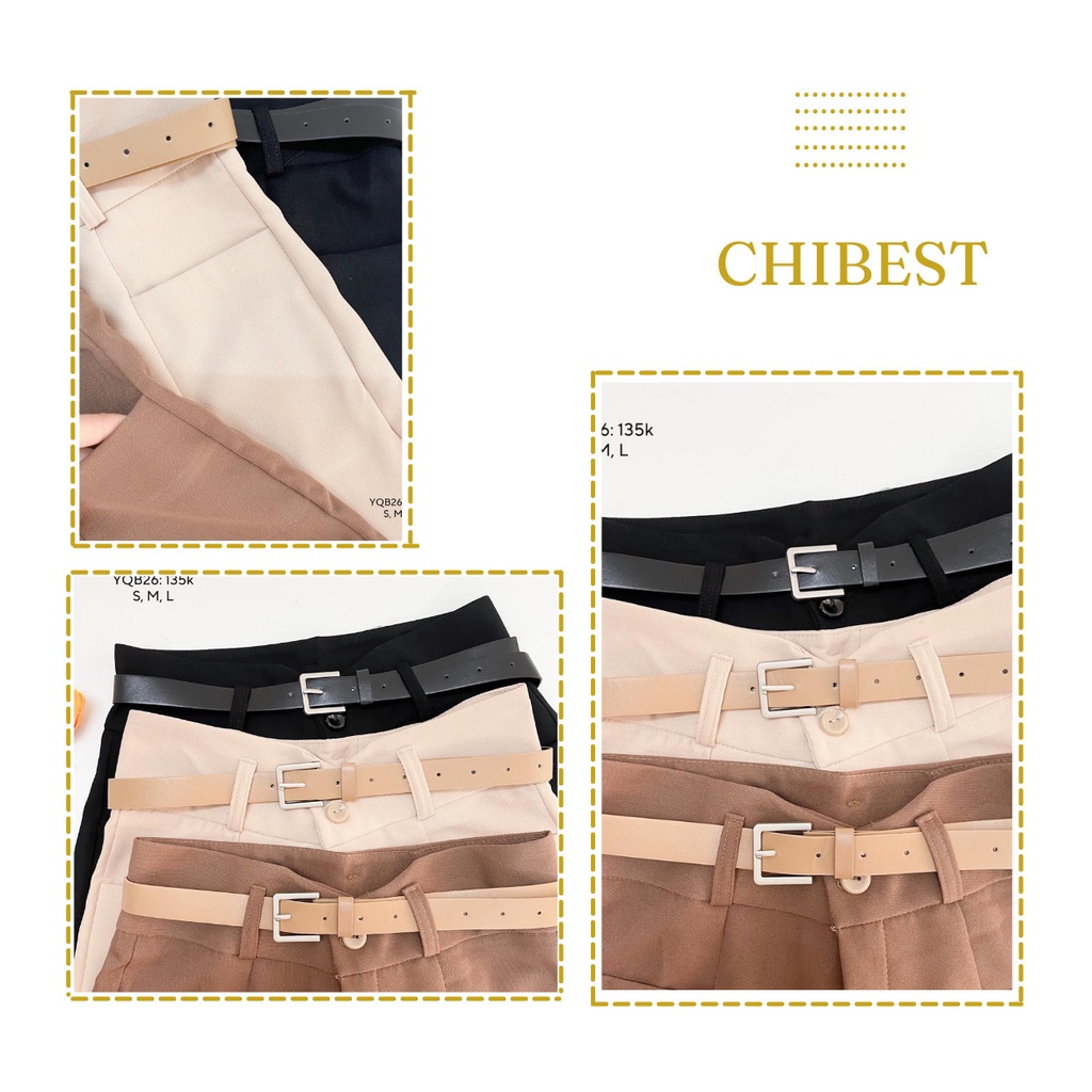 Quần short nữ túi vuông kèm đai lưng cao CHIBEST YQB26