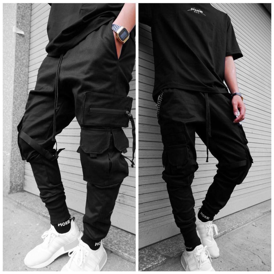 Quần Jogger Kaki Túi Hộp Nam Nữ Zipper Ngang Túi Unisex Chất Dày Dặn