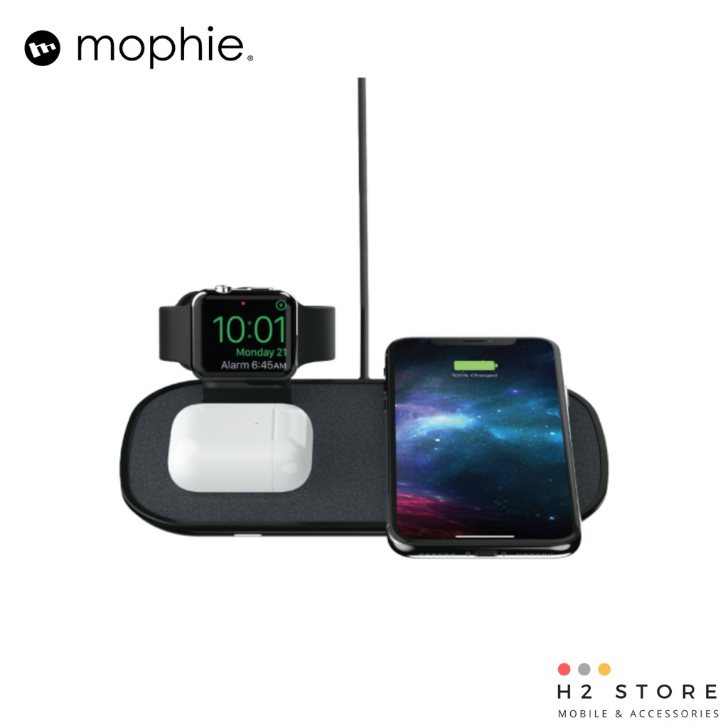 Đế sạc không dây Mophie 3in1 dành cho iPhone, AirPods và Apple Watch