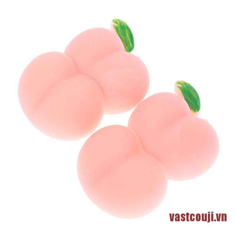 Vastcouji Set 2 Đồ Chơi Bóp Nén Bằng Silicon Mềm Hình Mông Quả Đào Đáng Yêu
