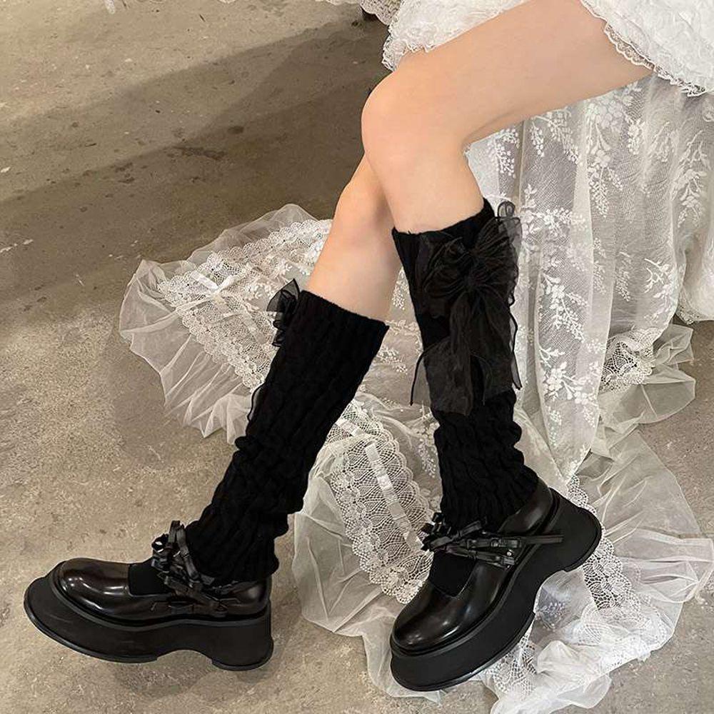 Tất Dệt Kim Giữ Ấm Chân Đính Nơ Y2k Phong Cách Lolita Dành Cho Nữ