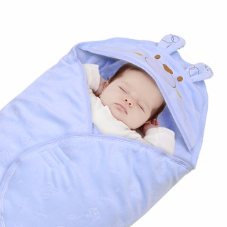 Chăn Ủ Trùm Có Chân Hình Thú Vải Cực Mịn Giữ Ấm Cho Bé Màu Xanh