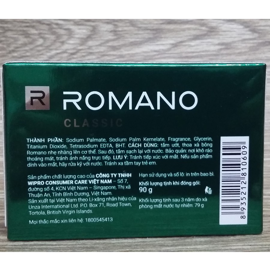 Xà Bông Cục Romano 90g, Sạch khuẩn, nam tính, mạnh mẽ đầy quyến rũ