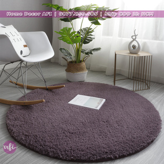 Thảm lông trải sàn hình tròn màu Xám tím 80cm và 1m | Dày êm đẹp giá rẻ cho phòng khách, phòng ngủ