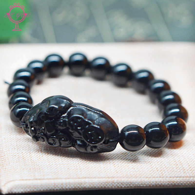 Vòng tay hạt đá obsidian đen