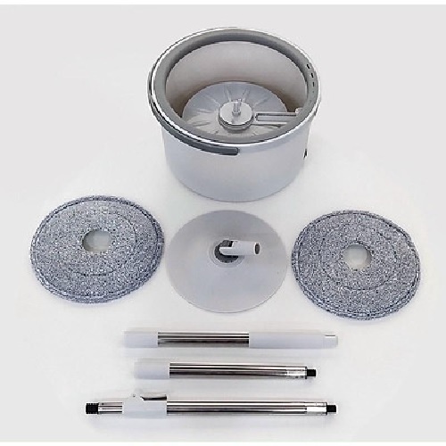 Bộ lau nhà thông minh K8/K9 thùng vắt xoay tròn nhựa PP, Cán inox dài 134cm, miếng lau 25cm
