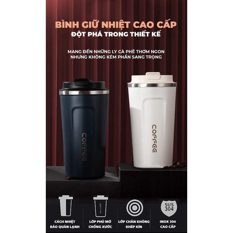 Bình Giữ Nhiệt Coffee Air Inox 304 Cao Cấp Kiểu Dáng Thể Thao Cầm Tay Sang Trọng Dung Tích 500ml