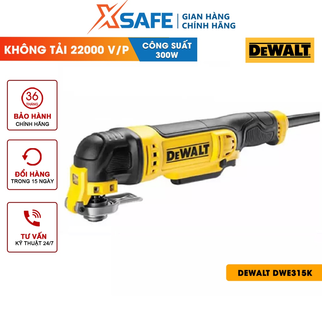 Máy cưa cầm tay 300W DEWALT DWE315K chế độ điều tốc trang bị đèn LED, dùng cắt, chà nhám, đánh bóng