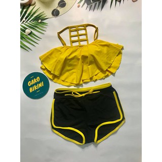 Đồ bơi áo nhún màu vàng chanh