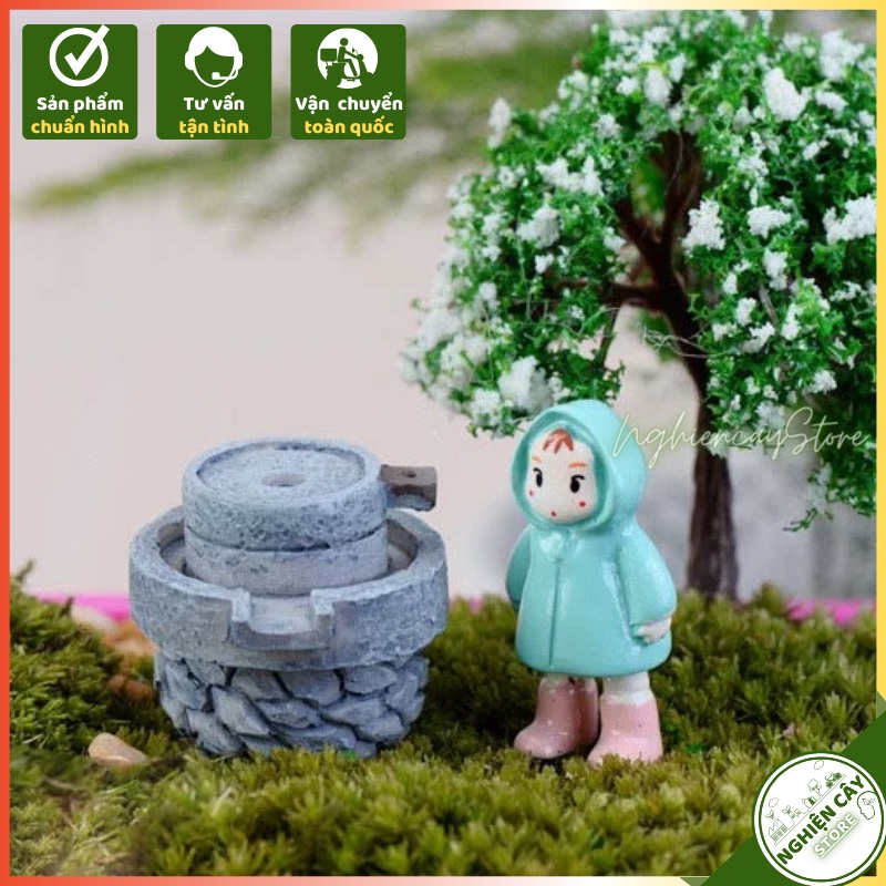 Phụ kiện Cối xay trang trí tiểu cảnh, cây cảnh, sen đá