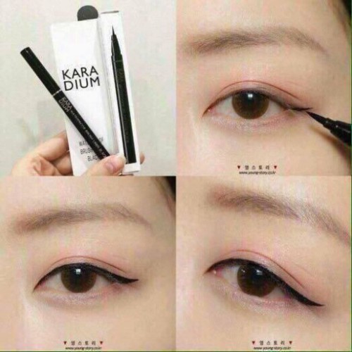 [Auth Hàn] Bút Kẻ Mắt Nước Karadium Không Trôi Waterproof Brush Liner Black Vỏ Trắng - Bút Kẻ Dạ Karadium Hàn Quốc H24