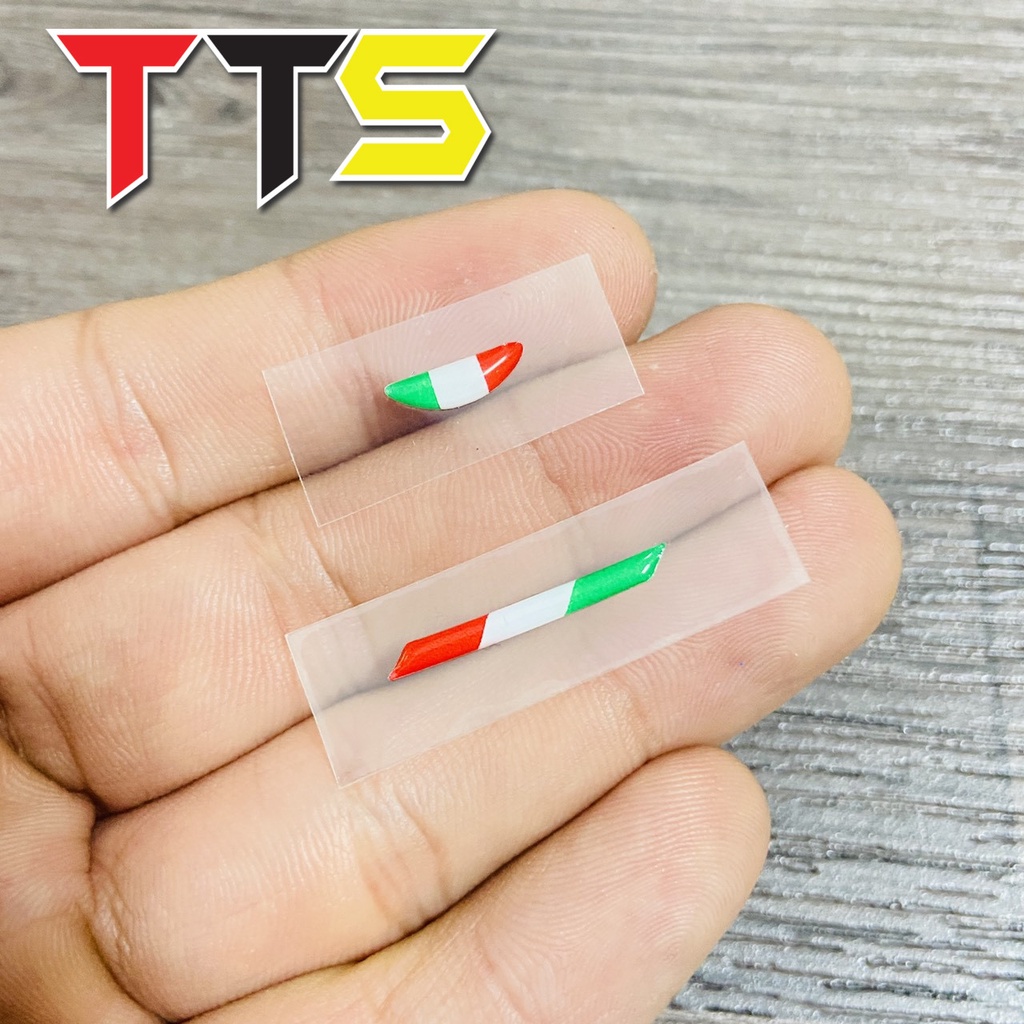 Tem cờ ý, Italy mini dán trang trí thay thế cùm tay thắng, tay côn BREM, ACCOSSATO chất liệu nhựa nổi