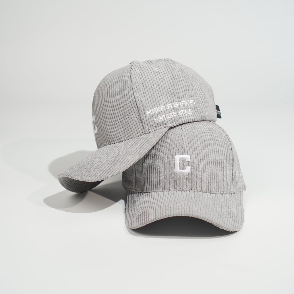 Mũ Lưỡi Trai Nón Kết Nhung Kaki Cao Cấp Thêu Chữ C Vintage Style 416 Phong Cách Ulzzang Form Unisex Nam Nữ - Hazo