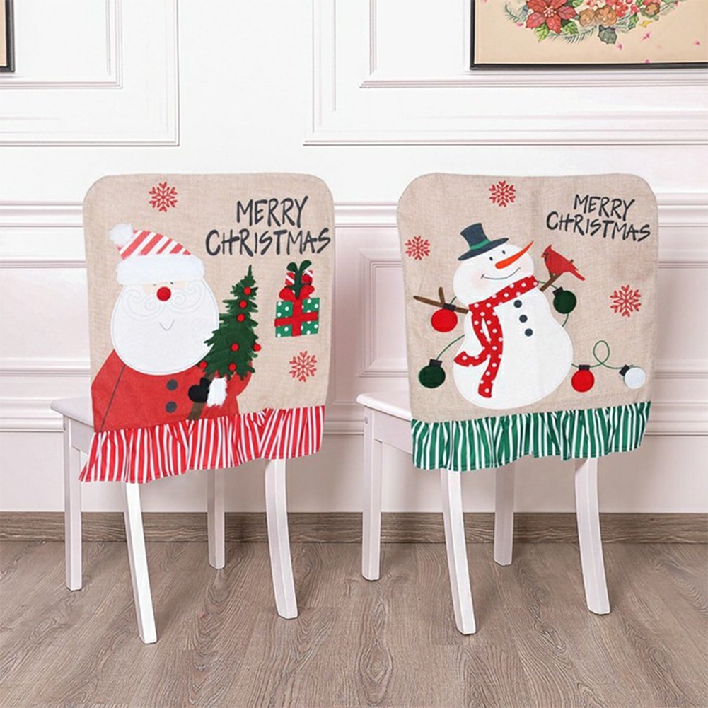 Vỏ bọc ghế trang trí giáng sinh họa tiết ông già noel 2021 2022