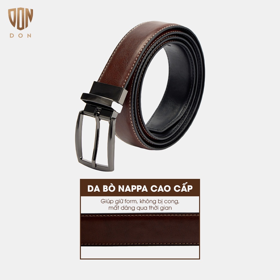 Thắt Lưng Da 2 Mặt Nâu & Đen Xuất Khẩu Mỹ DON ITALO Sx Trực Tiếp Nhà Máy Tại Việt Nam, Da Thật Cao Cấp DONTL06