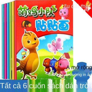 > Cuốn sách sticker đội gà dễ thương 4 Xếp hình trẻ em 3-6 tuổi Hình dán miếng dán Peppa Pig Peppa Cô gái Công chúa 5 tu