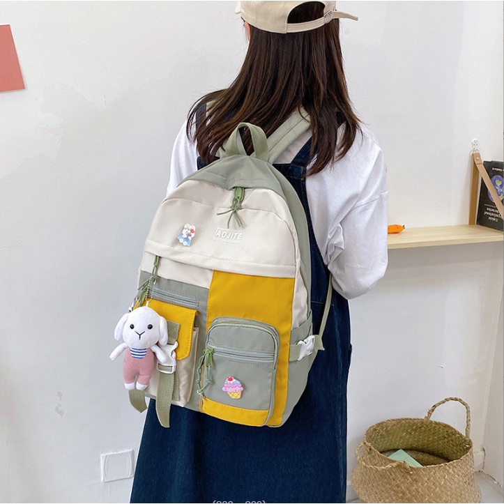 Balo ulzzang nam nữ đi học chống thấm phối màu BAG U AJO25