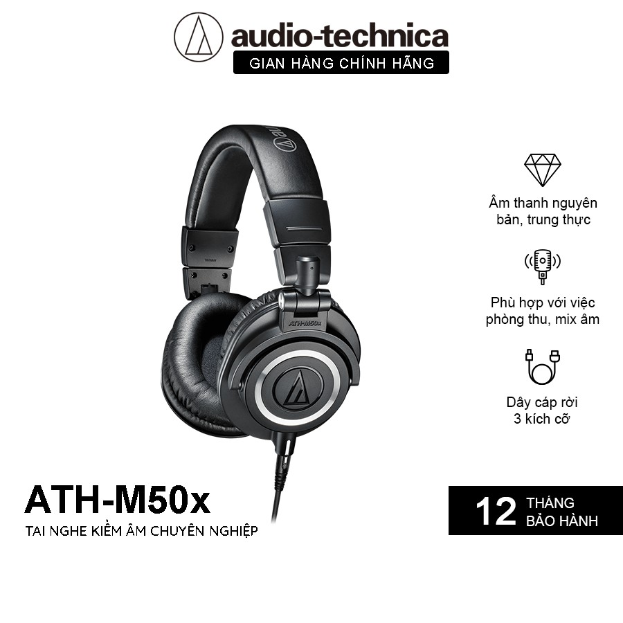 [88ELSALE 7% hoặc 88ELSALE1 5%] Tai Nghe Chụp Tai Overear Audio Technica ATH-M50x Professional Hifi - Hàng Chính Hãng