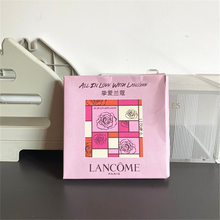 ◙∈◊♤✴Mới của Lancome màu hồng hình thoi phù hợp tất cả các thời trang nước ngoài khăn vuông nhỏ lụa in túi xách tay cầm