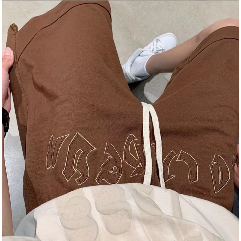 Quần Short Thể Thao Dây Rút Thêu Chữ Phong Cách Hàn Quốc Thời Trang Cho Nam