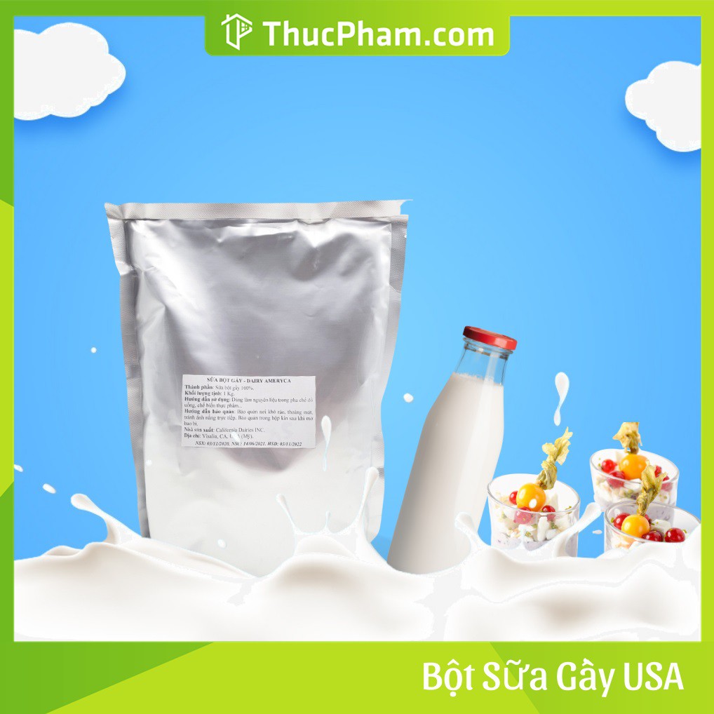 Sữa Bột Gầy Skim Milk Powder USA/Mỹ - 1kg - Sữa Bột Tách Béo Cao Cấp Cho Người Ăn Kiêng, Giảm Cân