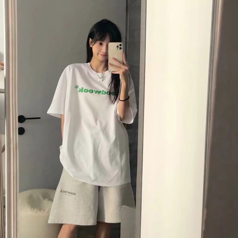 Áo Thun Trắng Tay Ngắn Dáng Rộng Phong Cách Hàn Quốc Dễ Phối Đồ Thời Trang Cho Nữ