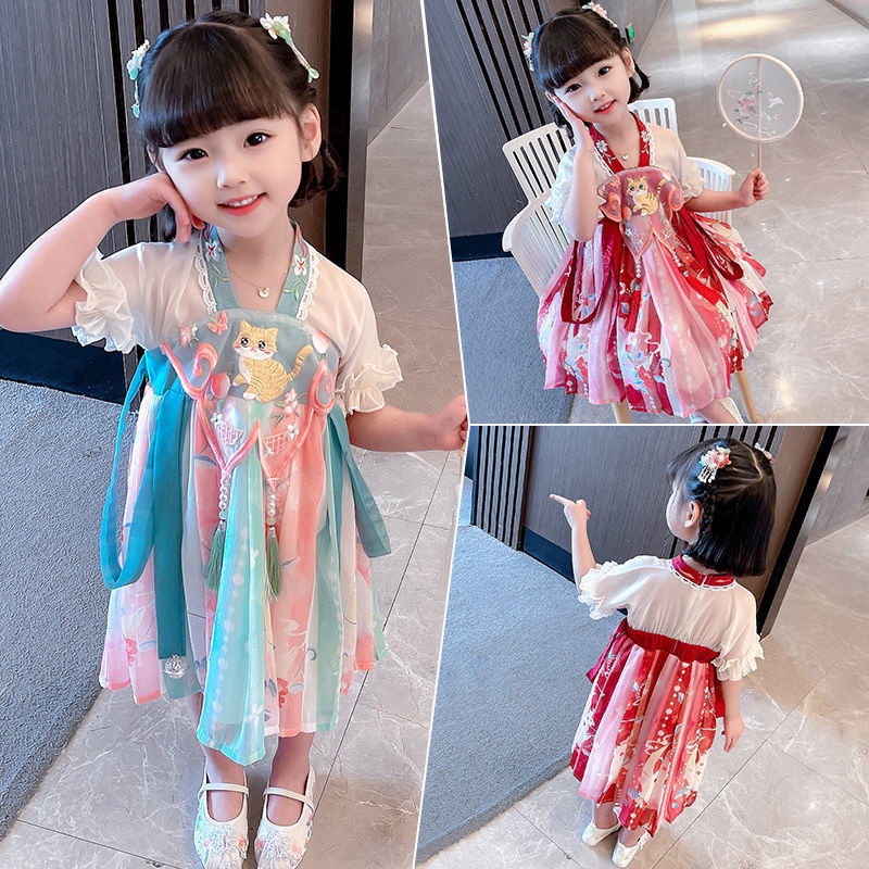 Đầm Công Chúa Hán Phục Tay Ngắn Phong Cách Trung Hoa Mới Mùa Hè 2022