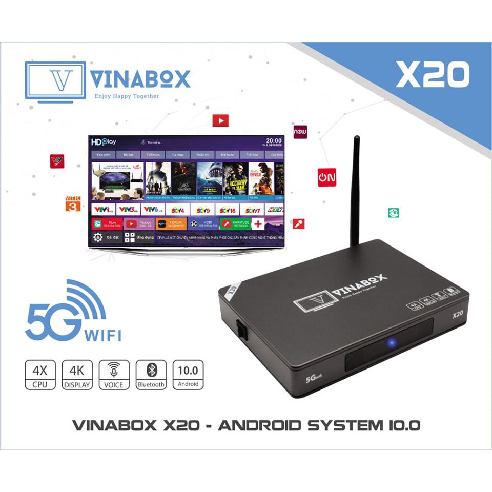 BOX SMART TIVI VINABOX ( MẪU MỚI 2020 ) X20 - 2G/16G - CHÍNH HÃNG