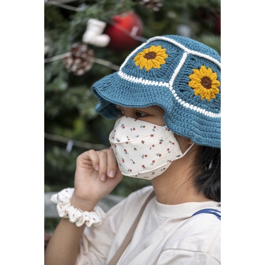 Khẩu trang vải linen lót vải xô muslin/ Set khẩu trang và scrunchies