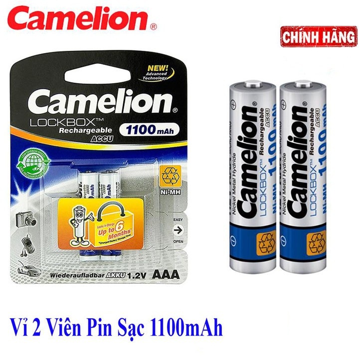 Vỉ 2 Viên Pin Sạc 3A (AAA) CAMELION 1,2V - 1100 mAH - Hàng Chính Hãng