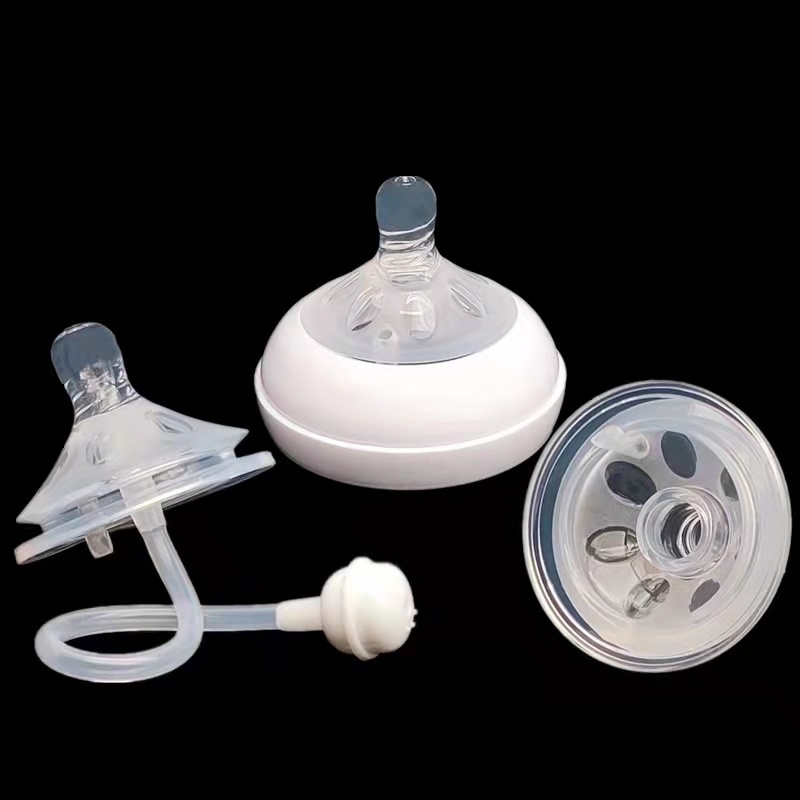 Ti giả tự nhiên có ống hút cho bé uống sữa dùng thay thế cho bình sữa Avent