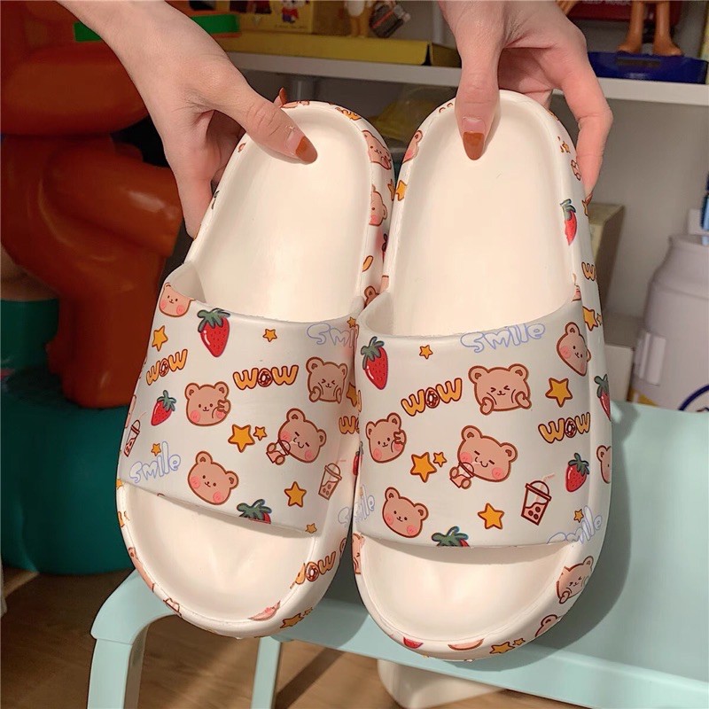[ ODER TAOBAO ] Dép quai ngang cao su hoạ tiết dễ thương